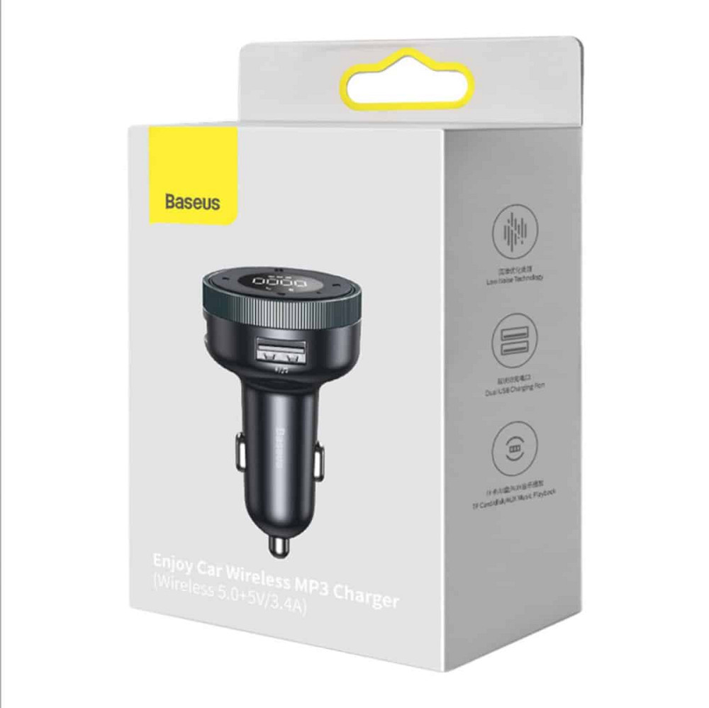 АЗП з FM-модулятор Baseus Enjoy Car Wireless MP3 Charger (Wireless 5.0+5V/3.4A) Black Киев - изображение 1