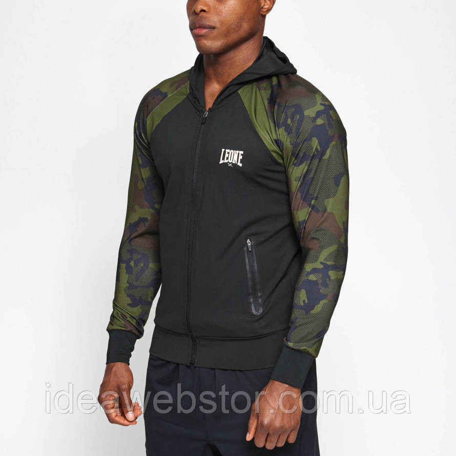 Спортивна кофта чоловіча Leone CAMO чорно-сіра з капюшоном на блискавці зі 100% поліестеру для тренувань спорту XL Київ - фото 11