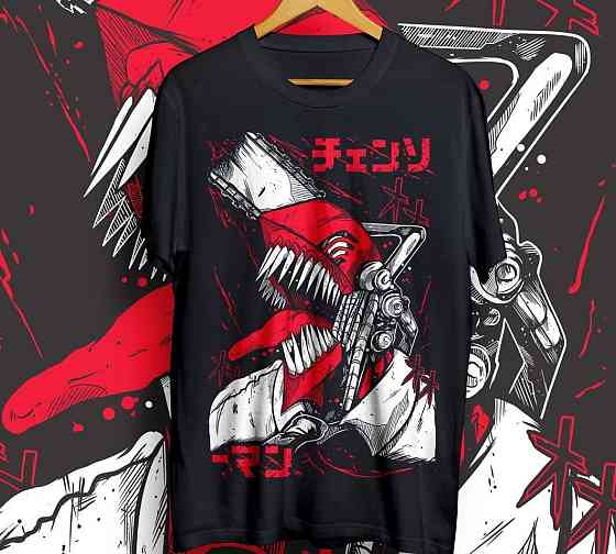 Футболка аниме Человек-бензопила оверсайз (S/M/L) Черний AnimeJ0992 Днепр