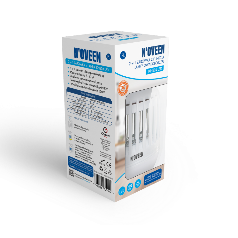 Антимоскитная светодиодная лампочка Noveen IKN804 LED Днепр - изображение 2