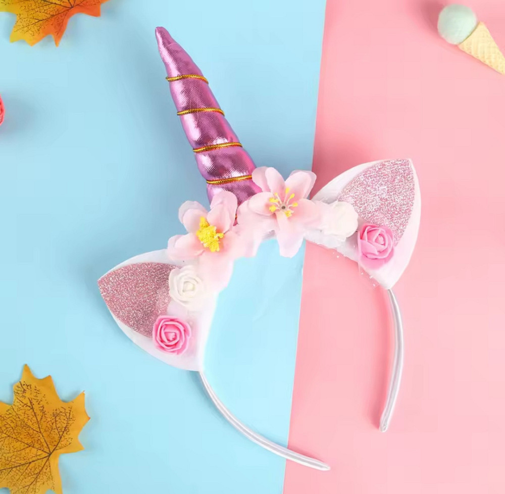 Обруч детский с цветами Единорог 12 см розовый Киев - изображение 1