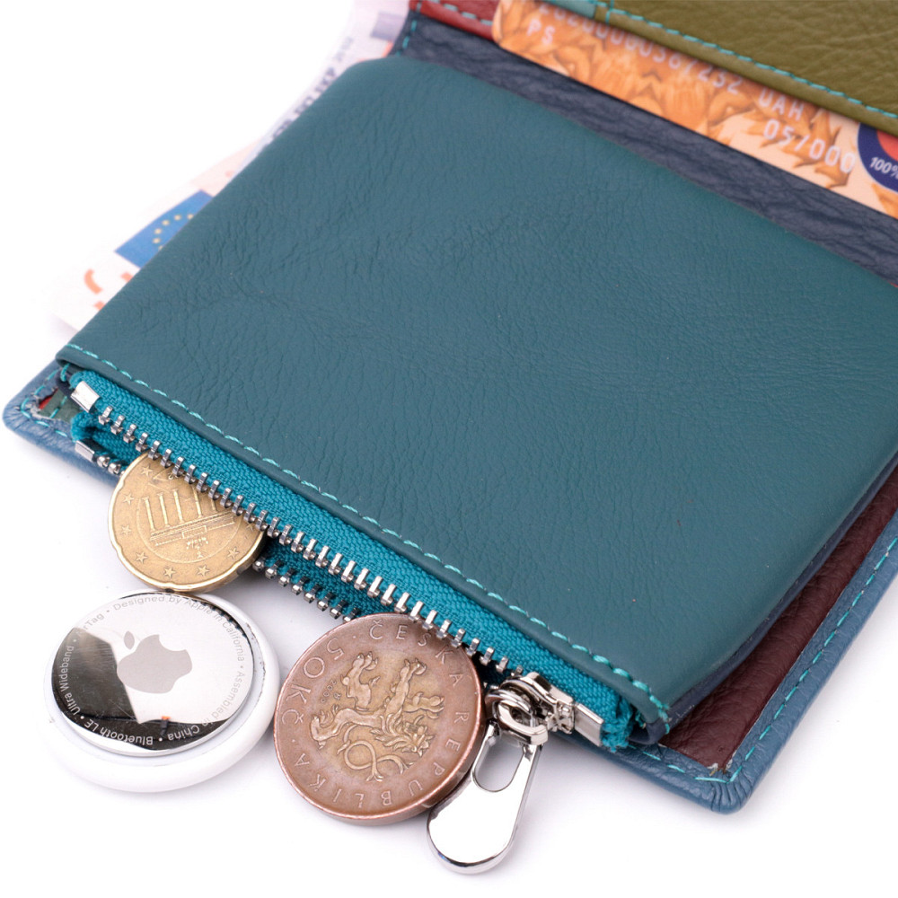 Портмоне для женщин с оригинальной монетницей из натуральной кожи ST Leather 19450 Бирюзовый Киев - изображение 8