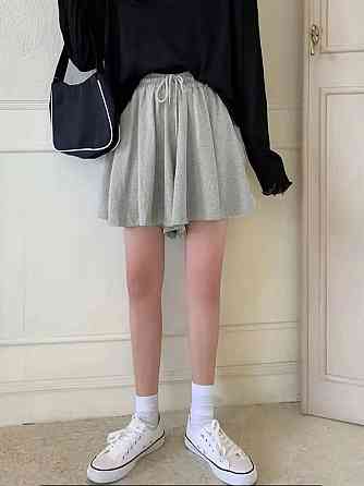 Женская удобная повседневная юбка-шорты мини двунитка Серый Одесса
