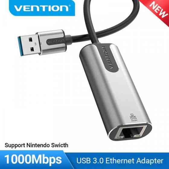 Перехідник USB 3.0 --> Ethernet RJ45 1000Mb Aluminum чорний Vention (CEWHB) Киев