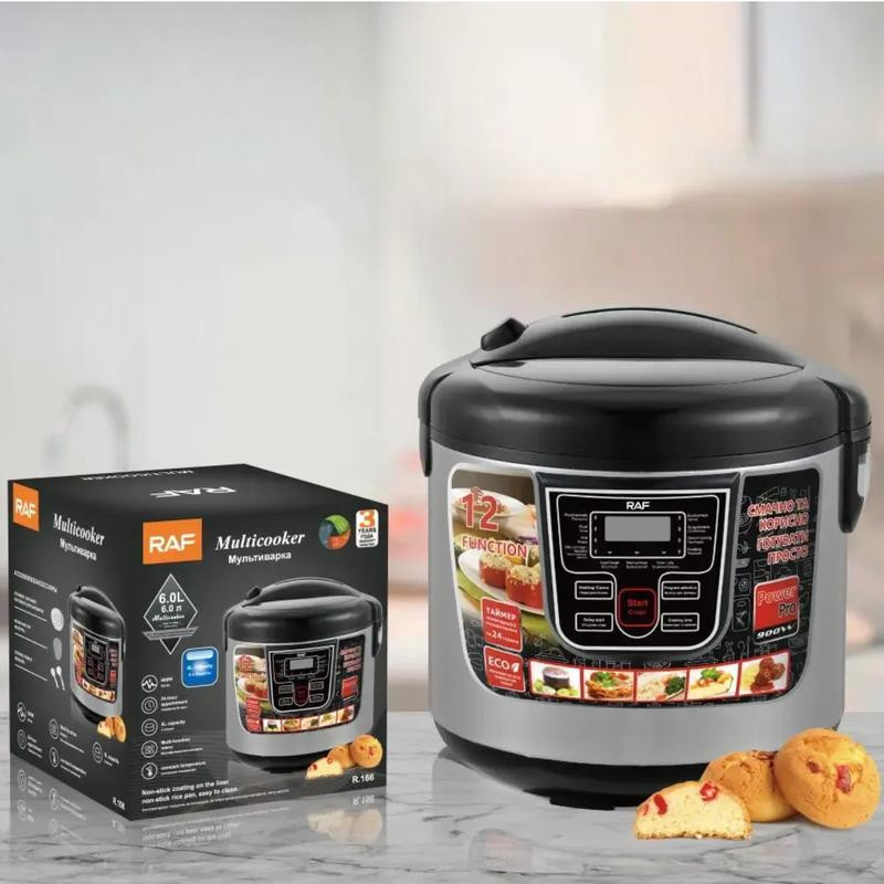 Багатофункціональна мультиварка RAF R.166, 6 л, 900 Вт, 12 програм, антипригарна чаша, відкладений старт Одеса - фото 3