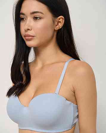 Бюстгальтер хлопковый в рубчик Nicoletta 80574 80B, Голубой Киев