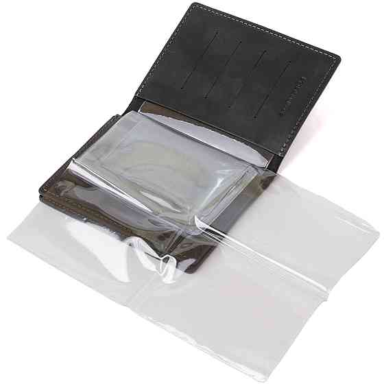 Шкіряна обкладинка для документів GRANDE PELLE 11494 Чорний Київ