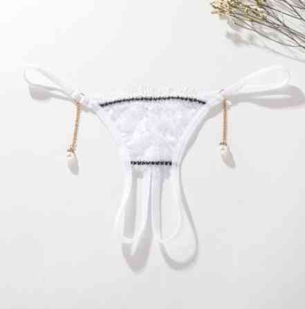 Еротичні стрінги з розрізом білі - розмір універсальний, резинка до 84см Київ