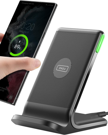 Бездротова зарядка INIU WI-211 15 Вт Qi, підставка для iPhone Samsung Google, USB-C, подвійна котушка, LED Київ