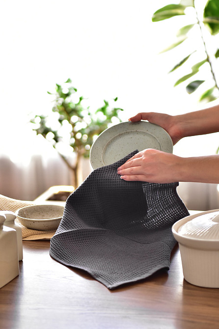 Вафельное полотенце Ideal Textile 40х60 см 240 г/м2 (56860817) Графитовый Черновцы - изображение 7