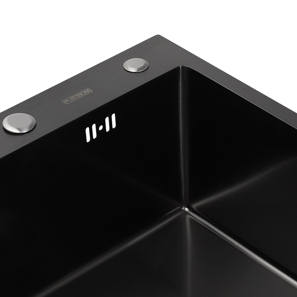 PLATINUM Кухонна мийка Platinum Handmade PVD чорна 500х500х220 (3,0/1,5 мм + дозатор в комплект Коломыя - изображение 5