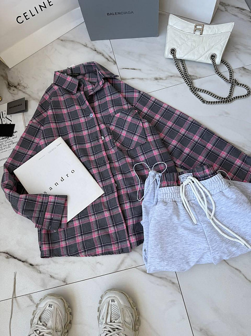 Женский стильный прогулочный костюм двойка: рубашка и штаны фланель + двунитка Одесса - изображение 8