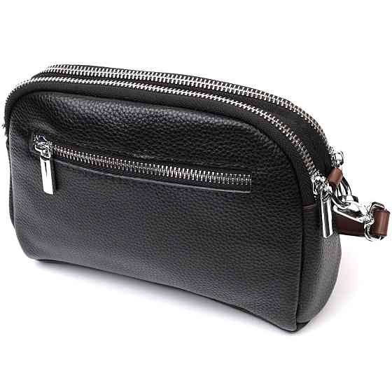 Кожаная маленькая повседневная сумка для женщин Vintage 22324 Черная Киев