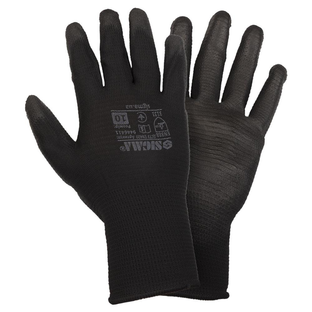 Перчатки трикотажные с частичным ПУ покрытием р10 (черно-серые манжет) SIGMA (9446411) Киев - изображение 1