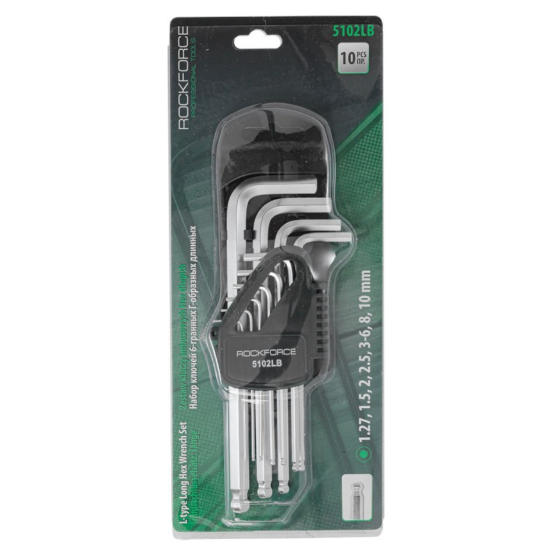 Набір ключів Г-подібних довгих з шаром 6-граних, 10пр. (1.27, 1.5, 2, 2.5, 3-6, 8, 10мм) в пластик Одеса - фото 5