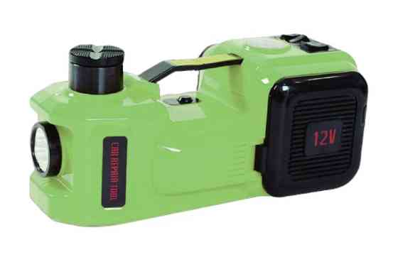 Электрический автодомкрат 3-в-1 BX-481 (5т, 12В), встроенный компрессор, фонарик, высота 450мм, кейс Одесса