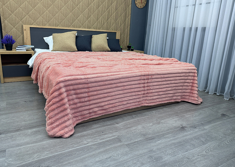 Плед-покривало смужка VIP Шарпей 200х230 см (+-10см) Рожевий (87-140) Київ - фото 5