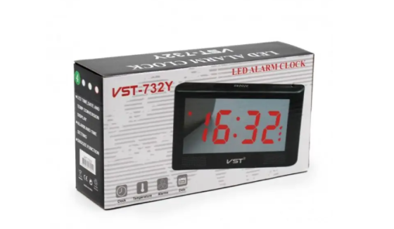 Електронні настільні годинники VST-732Y із зеленим LED-підсвічуванням, будильником та відображенням  Київ
