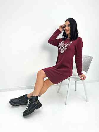 Теплое платье с принтом Romance 42-44, Марсала Киев