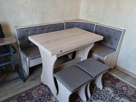 Мягкий кухонный уголок Семейный - Дуб Сонома (Уголок+стол+2 табурета) 114 см х 154 см Львов