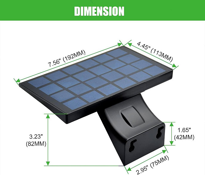 Сонячний світильник JESLED 90 LED з датчиком руху, акумулятор 2600 мАг, IP65, чорний, для подвір’я,  Київ - фото 3