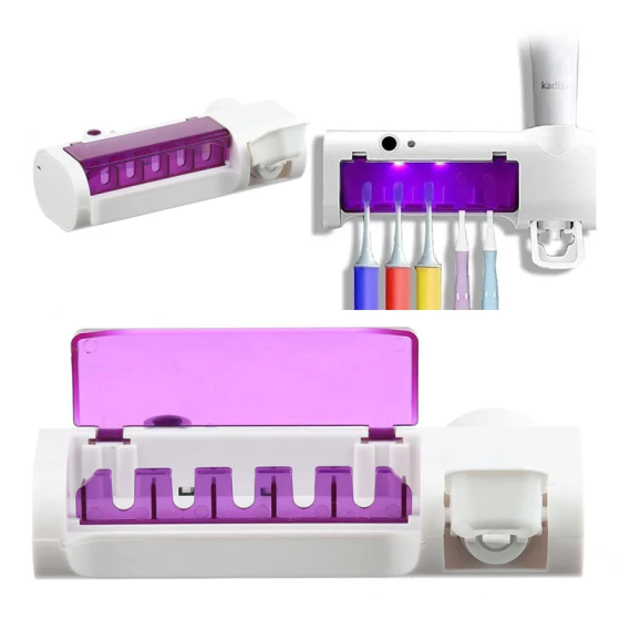 УФ стерилізатор зубних щіток BRUSH STERILIZER з тримачем та дозатором зубної пасти настінний Одеса