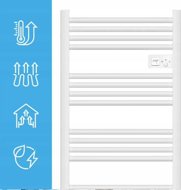 Полотенцесушитель электрический с термостатом Maltec 500Вт Белый (Польша) Киев - изображение 3