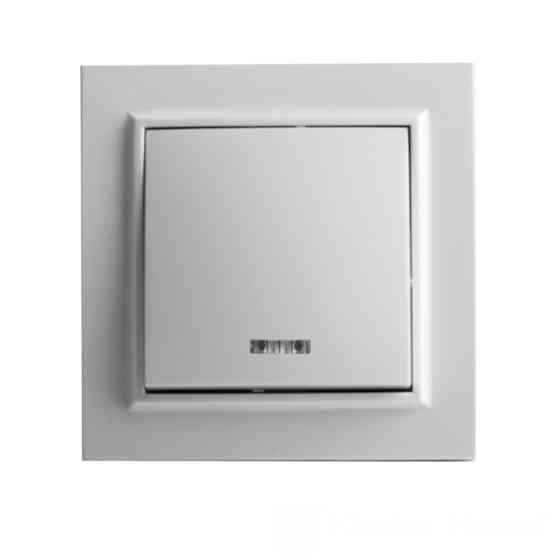 Вимикач одноклавішний з підсвічуванням, Enzo  білий Дніпро