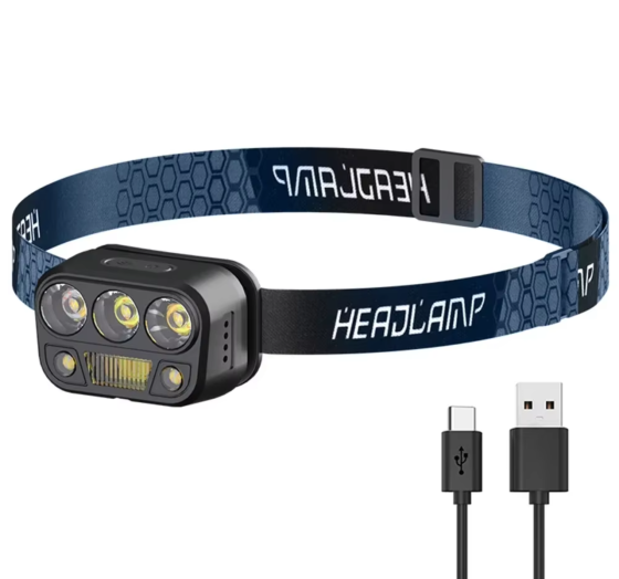 Налобний фонар PL-183, YD-06, холодне, тепле, червоне світло, ЗУ Type-C, сенсор Дніпро