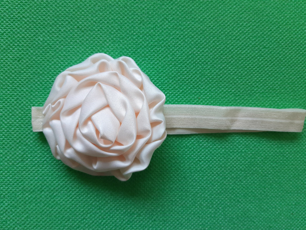 Повязка детская с розочкой цвета айвори - цветок 8см, окружность 36-52см Киев - изображение 1