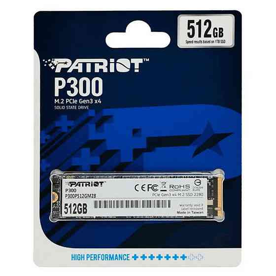 SSD диск накопитель M.2 Patriot P300 512GB NVMe 2280 PCIe 3.0x4 3D NAND TLC P300P512GM28 Одесса