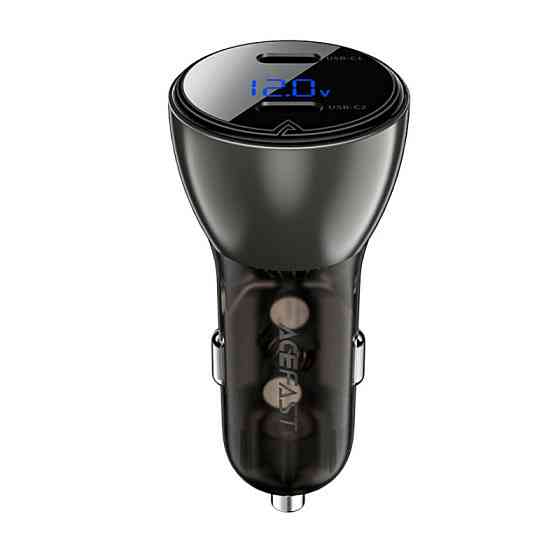 Автомобильное зарядное устройство ACEFAST B10 metal car charger 60W (USB-C + USB-C) with digital display Black Ковель