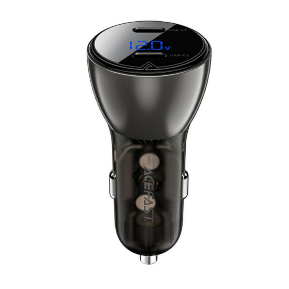 Автомобільний зарядний пристрій ACEFAST B10 metal car charger 60W (USB-C + USB-C) with digital display Black Ковель - фото 1