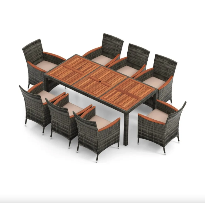 Комплект садових меблів Costway Viccos 8+1 Сірий/бежевий Киев - изображение 2