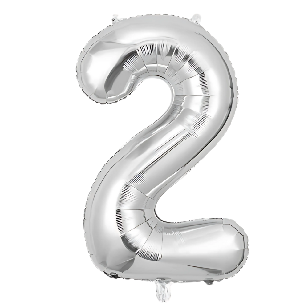 Повітряна куля у вигляді цифри 2 срібло,32 дюйма, фольгована, для свят для дня народження, ювілеїв, річниць Кам'янець-Подільський - фото 2