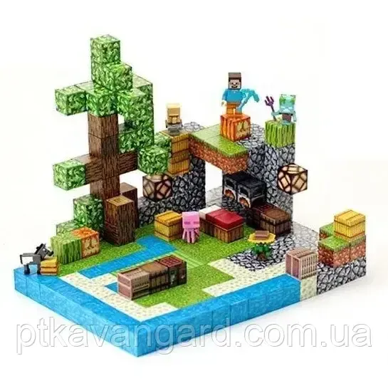 Магнітний конструктор Minecraft база біля річки 212 магнітних блоків + 6 фігурок Dream World LZCK 017 Хмельницький