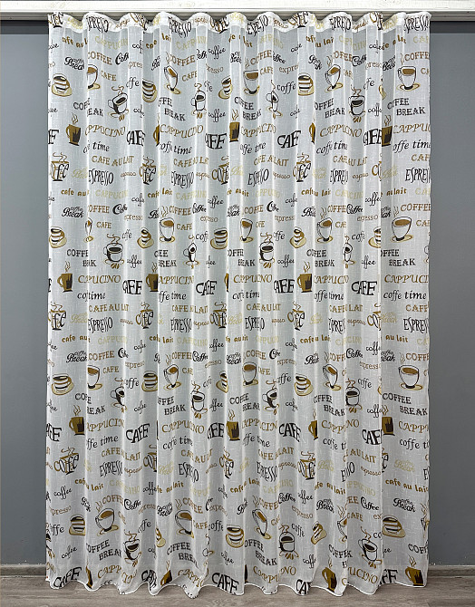 Тюль VR-Textil 1792т Лен Молочный с коричневым 300х270 см (42-0814) Киев - изображение 2