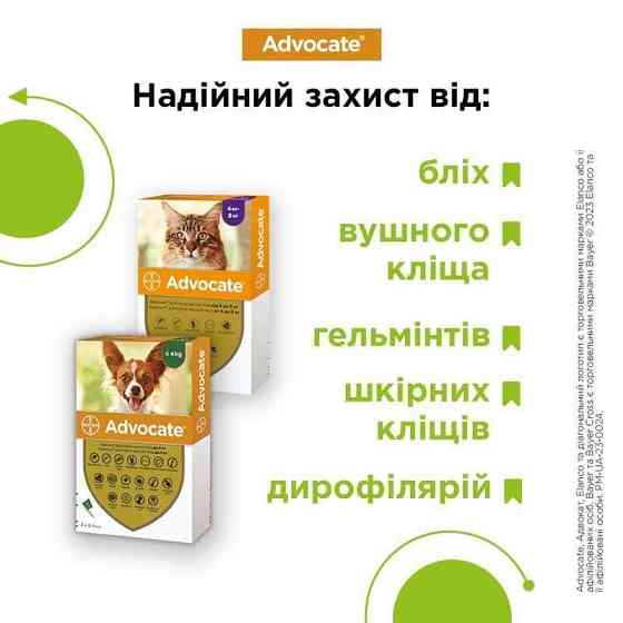 Краплі для собак 25-40 кг проти бліх, кліщів, вошей, гельмінтів Bayer Elanco Advocate (Байєр Адвокат) 3 х 4 мл Запоріжжя