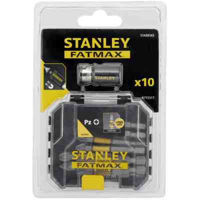 Набор бит Stanley FatMax, Pozidriv, Pz1, Pz2, Pz3, L= 50 мм, 10 шт, кейс (STA88565) Винница
