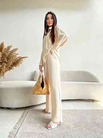 Женский стильный привлекательный костюм американский креп Бежевый, 44/46 Одесса