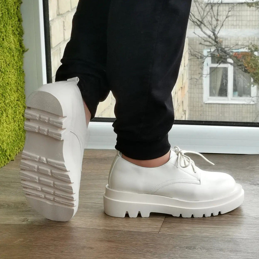 Жіночі Бежеві броги Туфлі Оксфорди Танкетка Сліпони Шкіряні Мокасини (розміри: 36,37,38,39,40,41) Дніпро - фото 8