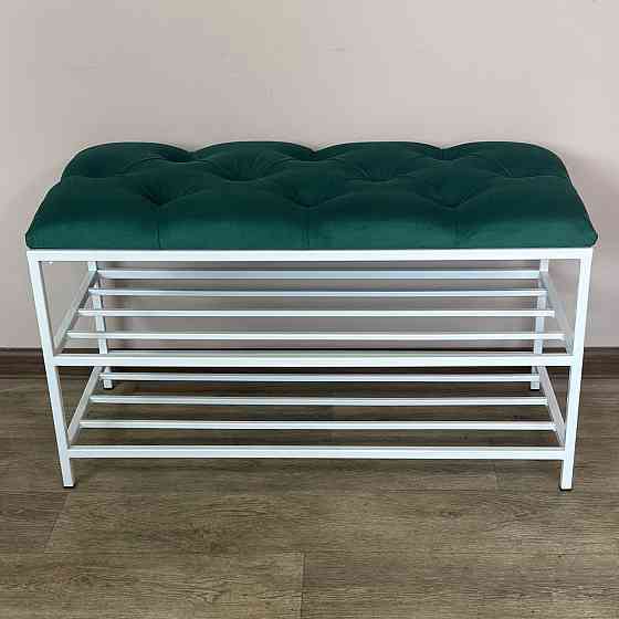Банкетка для обуви Женева-1 80см велюр изумрудный 8-0-9003 Винница