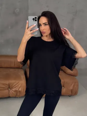 Женская футболка негабаритного размера с кружевом — трендовая основа на каждый день Одесса