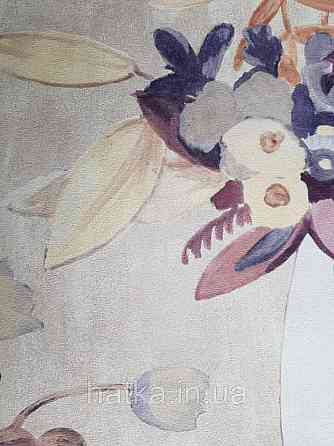 Шпалери вінілові Decoprint Breeze квіти у вазі бузкові рожеві жовті на коричневому акварель 0.53х10 м Київ