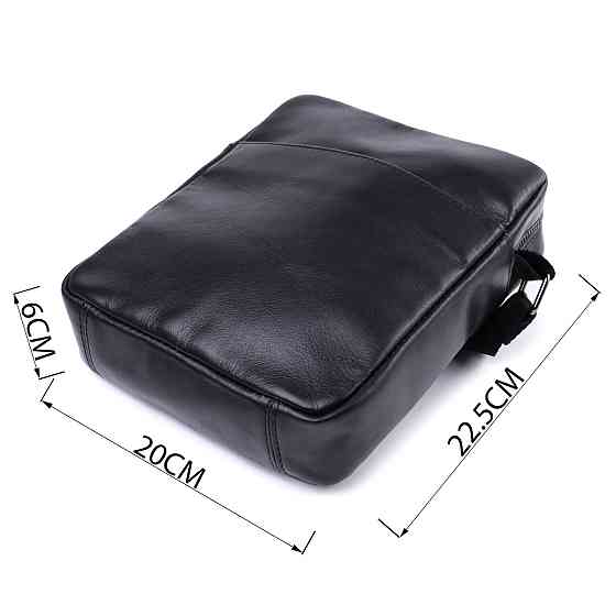 Сумка для чоловіків через плече із глянсової натуральної шкіри Shvigel 22849 Чорна Київ