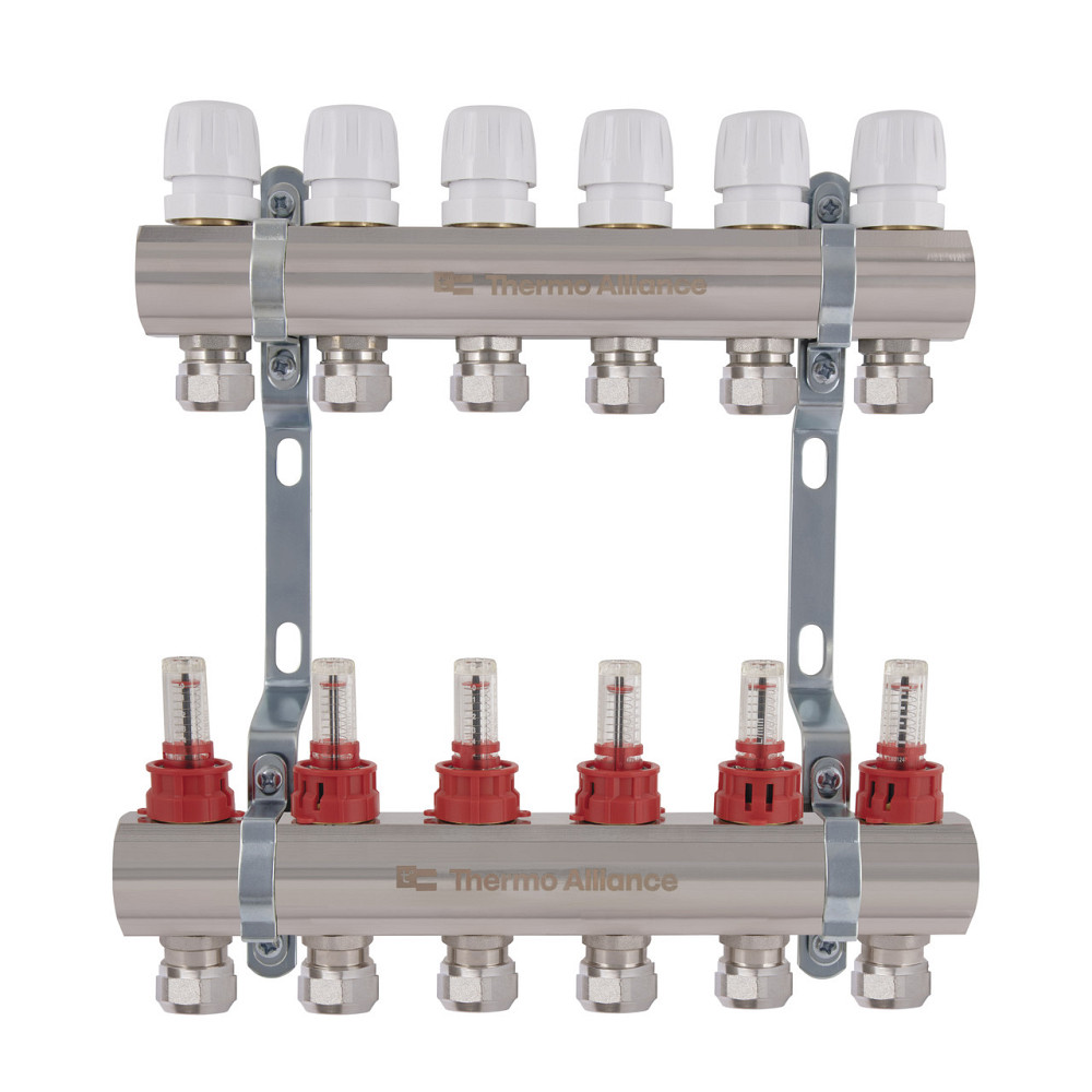 Коллектор латунный с расходомерами и евроконусами Thermo Alliance Standart 1