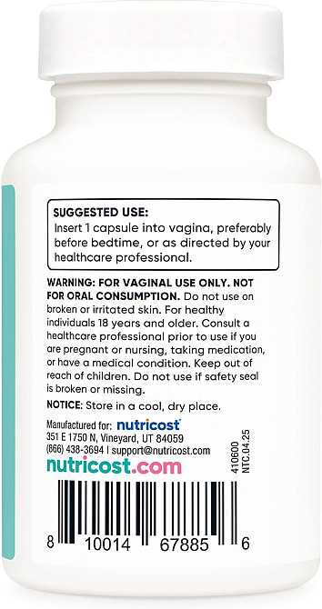 Борна кислота Nutricost Women, Boric Acid, Vaginal Suppository, 600 mg , 60 Capsules Луцьк - фото 2