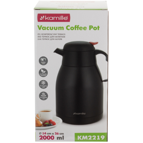 Термос "конференція" 2000мл з пластик.кришкою нержавіюча сталь Конференція KAMILLE 2219 Житомир - фото 4