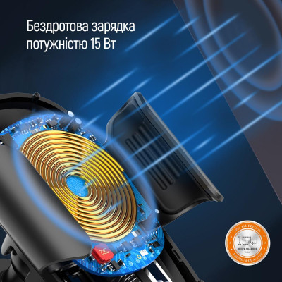 Універсальний автотримач ColorWay Air Vent Car Wireless Charger 15W Black (CW-CHAW038Q-BK) Вінниця - фото 7
