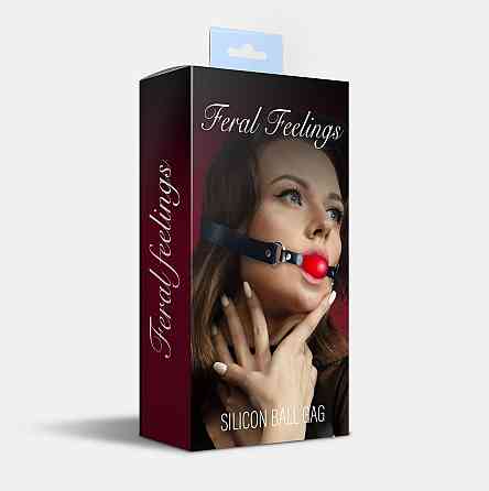Кляп силіконовий Feral Feelings Silicon Ball Gag Black/Red, чорний ремінець, червона кулька Sex Aura Київ